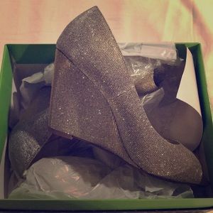 Gold Open-Toe Wedge Shoes Brand New in Box